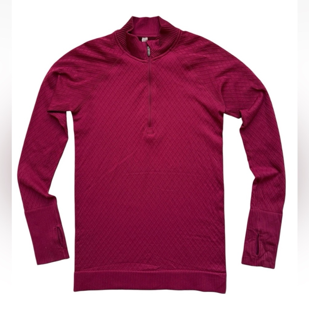 Lululemon Athletica Rest 1/4 Zip Pullover Top Thumbholes Sz 6 Burgundy